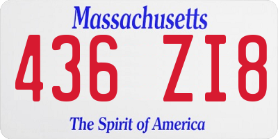 MA license plate 436ZI8