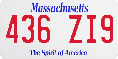 MA license plate 436ZI9
