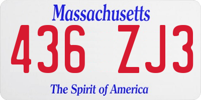 MA license plate 436ZJ3
