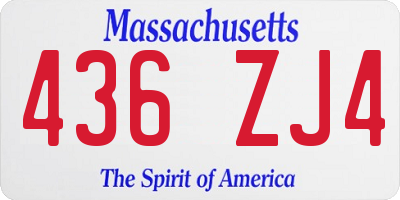 MA license plate 436ZJ4