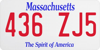 MA license plate 436ZJ5