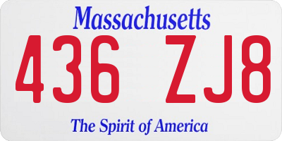 MA license plate 436ZJ8
