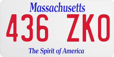 MA license plate 436ZK0