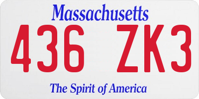 MA license plate 436ZK3