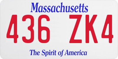 MA license plate 436ZK4
