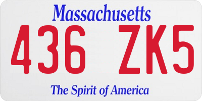 MA license plate 436ZK5