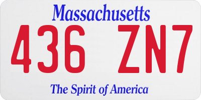 MA license plate 436ZN7