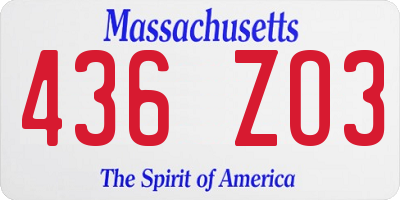 MA license plate 436ZO3