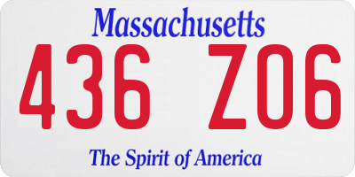 MA license plate 436ZO6