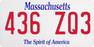 MA license plate 436ZQ3