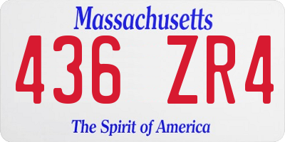 MA license plate 436ZR4