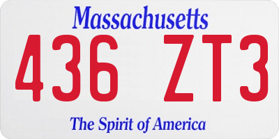 MA license plate 436ZT3