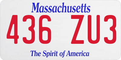 MA license plate 436ZU3