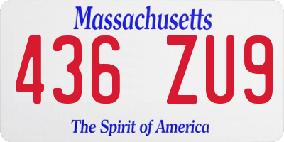 MA license plate 436ZU9
