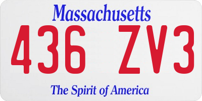 MA license plate 436ZV3