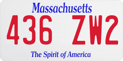 MA license plate 436ZW2