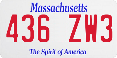 MA license plate 436ZW3