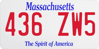 MA license plate 436ZW5