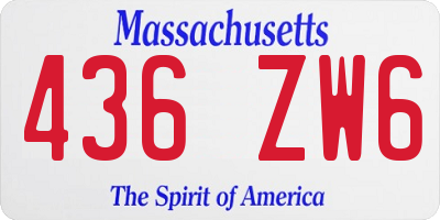 MA license plate 436ZW6