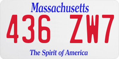 MA license plate 436ZW7