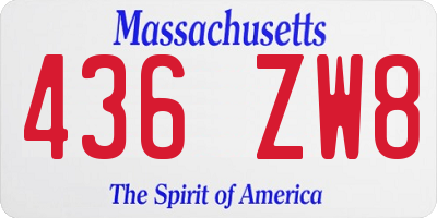 MA license plate 436ZW8