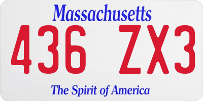 MA license plate 436ZX3