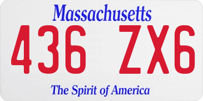 MA license plate 436ZX6