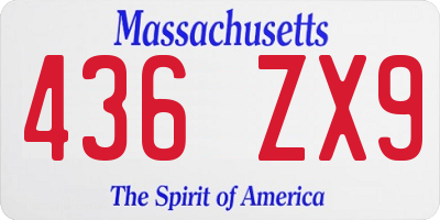 MA license plate 436ZX9