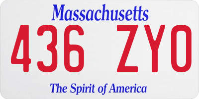 MA license plate 436ZY0