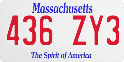 MA license plate 436ZY3