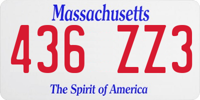 MA license plate 436ZZ3
