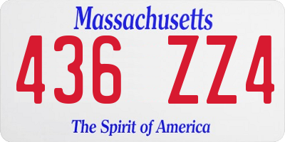 MA license plate 436ZZ4
