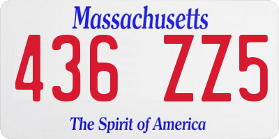 MA license plate 436ZZ5