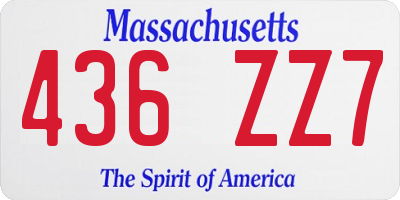 MA license plate 436ZZ7