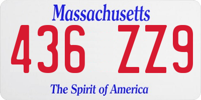 MA license plate 436ZZ9