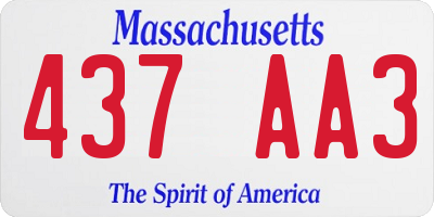 MA license plate 437AA3