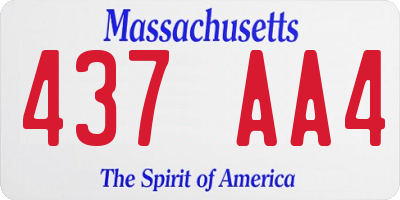 MA license plate 437AA4