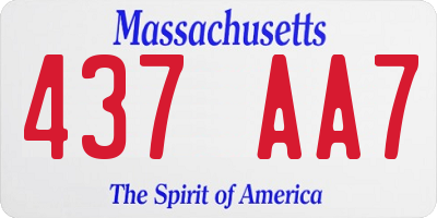 MA license plate 437AA7
