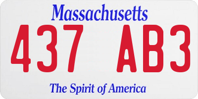 MA license plate 437AB3