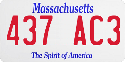MA license plate 437AC3