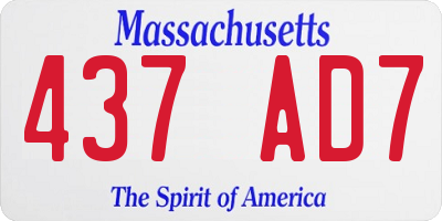 MA license plate 437AD7
