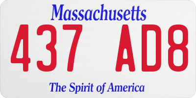 MA license plate 437AD8