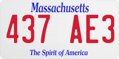 MA license plate 437AE3