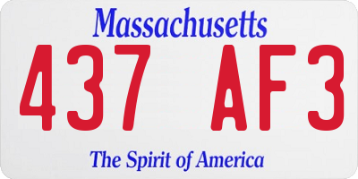 MA license plate 437AF3