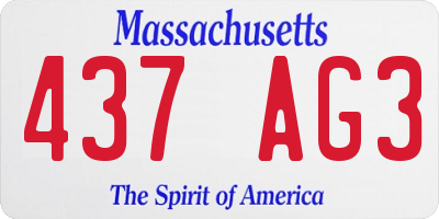 MA license plate 437AG3