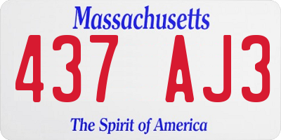 MA license plate 437AJ3