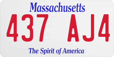 MA license plate 437AJ4