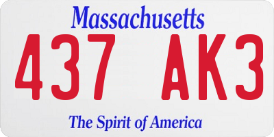 MA license plate 437AK3