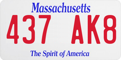 MA license plate 437AK8