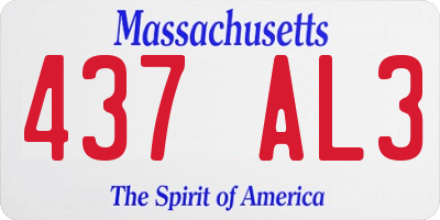 MA license plate 437AL3